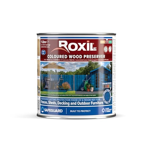 Roxil PC Farbiger Holzschutz (1L) Kobaltblau - Schnell trocknend – Satin Finish | UV-beständig | Holzbeize für Hart- und Weichholz im Innen- und Außenbereich von Roxil