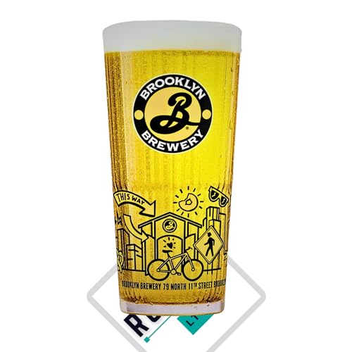 Roxley Brooklyn Brewery X1 Pint-Glas, 56 cl, Moretti-Glas, kommt auch mit 1 Marken-Bierdeckel von RoxleyLtd