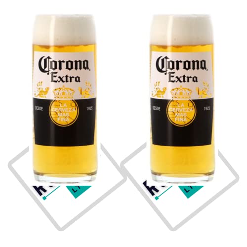Roxley Corona Extra X2 Pint-Gläser Lager Bierglas auch mit 2 Marken-Biermatten von RoxleyLtd