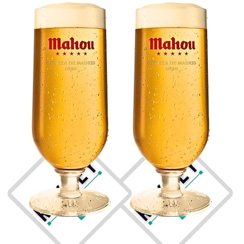 Roxley Mahou Pint Lager Biergläser X2 Gläser | 56cl Gläser | auch mit Marken-Bierdeckeln von RoxleyLtd