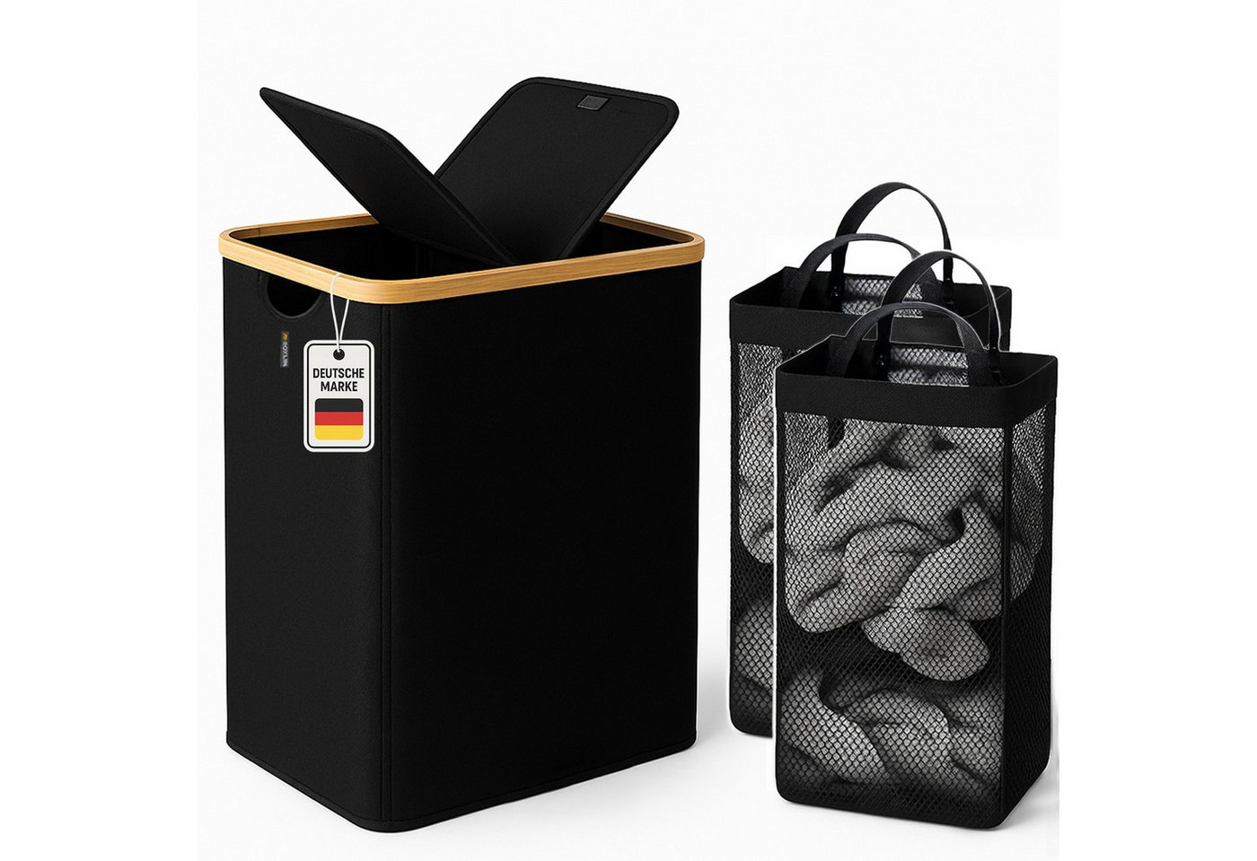 Roxlin Wäschekorb Wäschekorb 150L mit Deckel & 2 Taschen, faltbar & wasserdicht Roxlin Wäschekorb Wäschekorb 150L mit Deckel & 2 Taschen, faltbar & wasserdicht von Roxlin