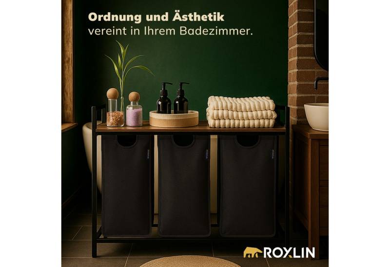 Roxlin Wäschekorb Wäschekorb mit 2/3 Fächern und Ablage Wäschesammler für Bad & Haushalt von Roxlin