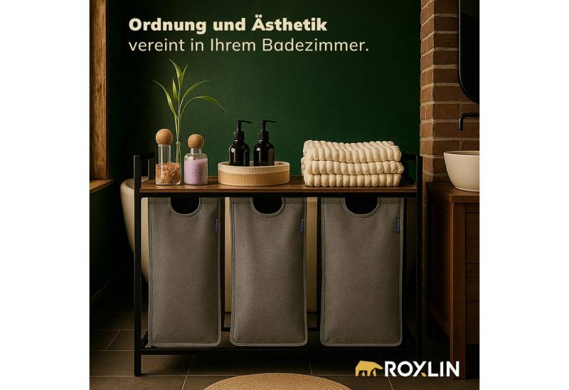 Roxlin Wäschekorb Wäschekorb mit 2/3 Fächern und Ablage Wäschesammler für Bad & Haushalt von Roxlin