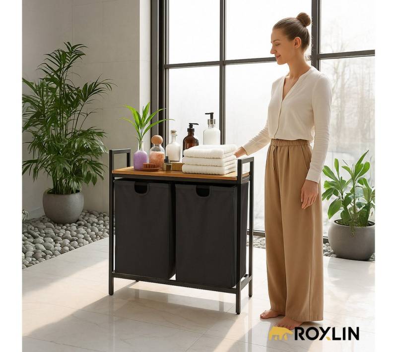 Roxlin Wäschekorb Wäschekorb mit 2/3 Fächern und Ablage Wäschesammler für Bad & Haushalt von Roxlin