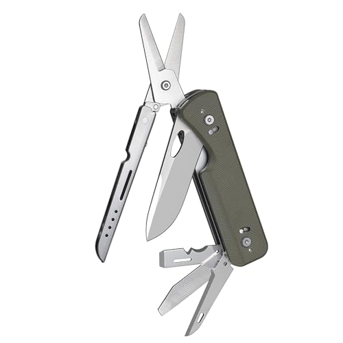 ROXON S505G Flex Shears - Modulares Design-Multitool mit fester großer Schere - Auswechselbare Klinge von BA01-BA17 und auswechselbare Werkzeuge von FT01-FT12（Grün） von Roxon