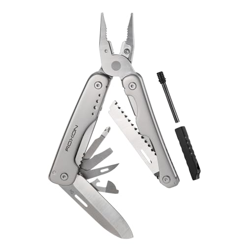 ROXON S803E Elite - Update D2 Messer Multitool Zange mit 20 Funktionen Survival EDC Tool mit Flint Rod, Outdoor Essential von Roxon