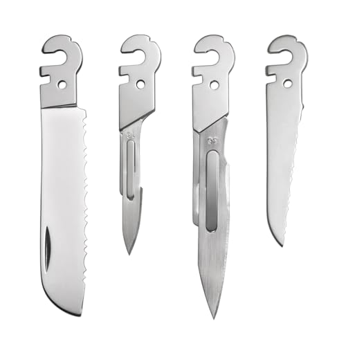 Roxon FT02 Build Your Own Multitool Accessory für Flex Multitool (4-tlg. Set mit kleiner gezackter Klinge, kleinem Skalpell #3, großem Skalpell #4, großer gezackter Klinge) von Roxon
