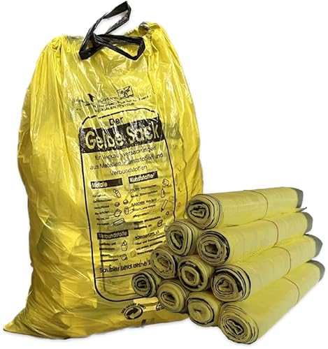 130 Stück gelbe Säcke, gelbe Müllsäcke, Wertstoff- Müllsäcke, Recycling Müllsäcke, Müllbeutel 90 l von Roxus