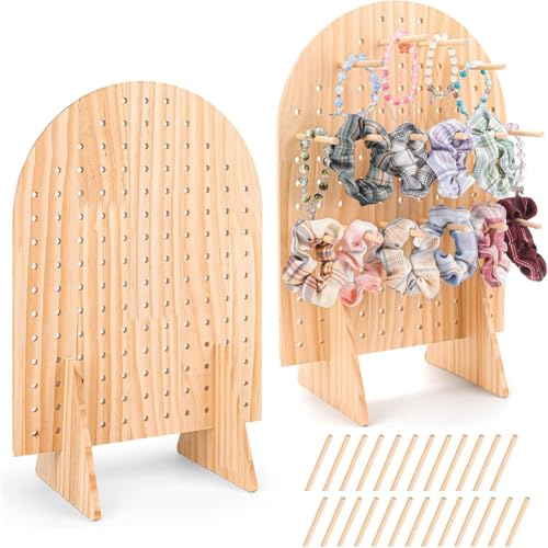Roxvue 2er-Pack Stecktafelständer Aus mit 25 Holzdübelstangen, Ovaler Stecktafelständer für Schmuck, Stecktafel von Roxvue