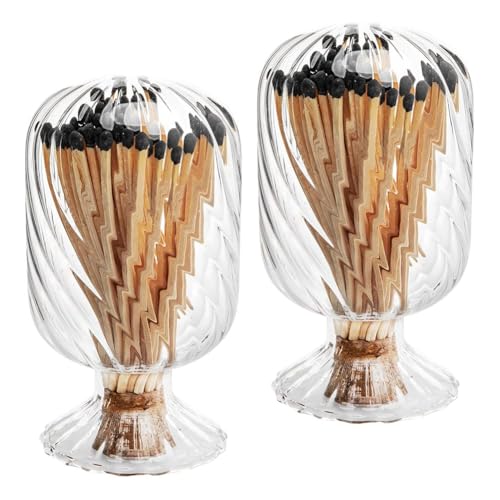 Roxvue 2er-Set Streichholzhalter in Spiralform, Streichholzglocke Aus Glas für 10,2 cm, Umgedrehtes Streichholzhalterglas, Ohne Streichhölzer Roxvue 2er-Set Streichholzhalter in Spiralform, Streichholzglocke Aus Glas für 10,2 cm, Umgedrehtes Streichholzhalterglas, Ohne Streichhölzer von Roxvue