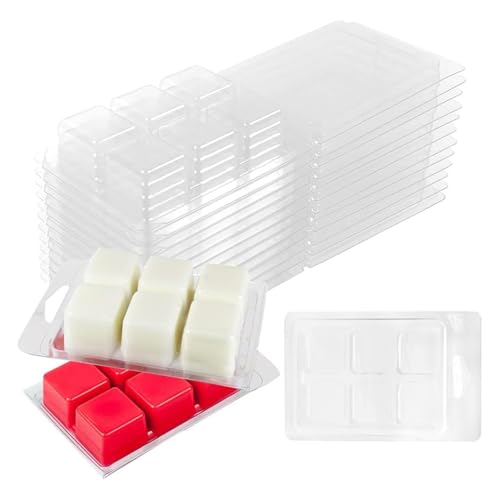 Roxvue 30 Stück Wachs-Melt-Verpackungsformen-Boxen, 6-Loch-Klarsicht-Kunststoff-Würfeltablett für Wachs-Melt-Formen, Quadratische Wachs-Melt-Clamshells-Formen Roxvue 30 Stück Wachs-Melt-Verpackungsformen-Boxen, 6-Loch-Klarsicht-Kunststoff-Würfeltablett für Wachs-Melt-Formen, Quadratische Wachs-Melt-Clamshells-Formen von Roxvue