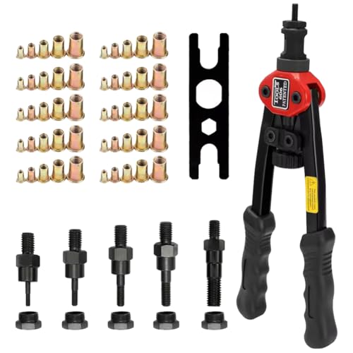 Roxvue 50 Stück Nietmuttern + Nietmutternpistole mit Handgewinde BT606 M3 /M5 M6 M8 Doppeleinsatz-Nietmuttern-Nietwerkzeug Roxvue 50 Stück Nietmuttern + Nietmutternpistole mit Handgewinde BT606 M3 /M5 M6 M8 Doppeleinsatz-Nietmuttern-Nietwerkzeug von Roxvue