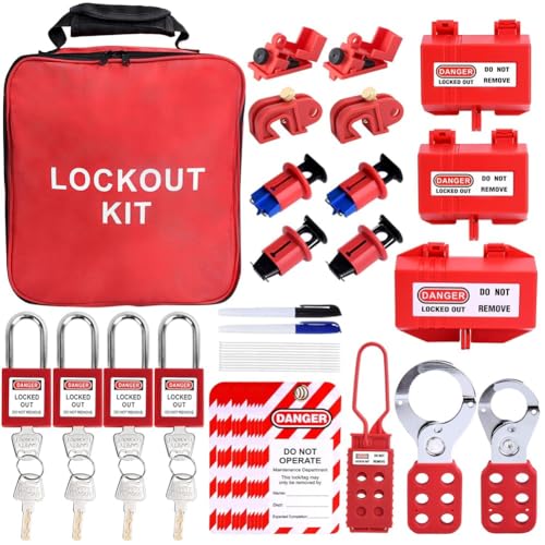 Roxvue 56-Teiliges Lockout-Tagout-Kit für Elektrische mit Anklemmbarer Leistungsschalterverriegelung, für Elektrik/Industrie/Mechanik von Roxvue