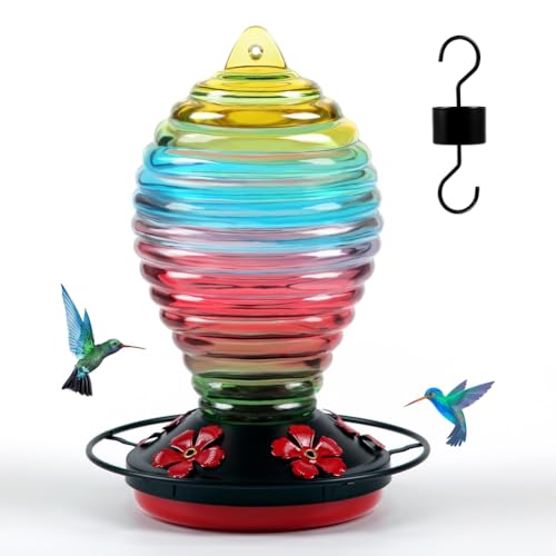 Roxvue Glas-Hummingbird-Futter Rainbow-Hummingbird-Futter für Den Außenbereich, Hängend, 29 Unzen, Niedliche Spiralförmige Flasche Roxvue Glas-Hummingbird-Futter Rainbow-Hummingbird-Futter für Den Außenbereich, Hängend, 29 Unzen, Niedliche Spiralförmige Flasche von Roxvue