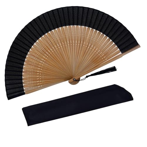 Roxvue Handfächer zum Zusammenfalten, Chinesisch-Japanischer Vintage-Faltfächer Aus Bambusseide, Handfächer für Tanzmusikfestivals von Roxvue