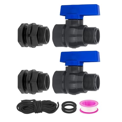 Roxvue Regenfass-Zapfhahn-Set, 2er-Pack, 3/4 GHT-Gartenschlauch-Absperrventil mit Schottverschraubung, Gartenschlauch-Gewinde-Kugelhahn Roxvue Regenfass-Zapfhahn-Set, 2er-Pack, 3/4 GHT-Gartenschlauch-Absperrventil mit Schottverschraubung, Gartenschlauch-Gewinde-Kugelhahn von Roxvue