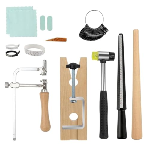 Roxvue Ringgrößen-Toolkit Ringherstellung Plastikringgrößenmesser Gummihandhammer Säge Poliertuch Holzstab Ringherstellungswerkzeuge Roxvue Ringgrößen-Toolkit Ringherstellung Plastikringgrößenmesser Gummihandhammer Säge Poliertuch Holzstab Ringherstellungswerkzeuge von Roxvue