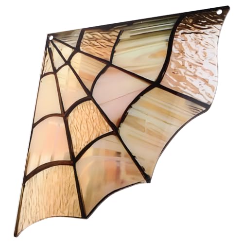Roxvue Spinnenglas-Raumdekoration, Spinnennetz, Türaufsatz, Wanddekor, Eckschild, Spinnennetze, Buntglas-Fensterrahmen, Zuhause von Roxvue