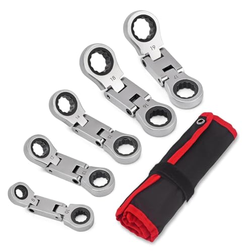 Roxvue Stubby-Ratschenschlüssel 5er-Set, Doppelmaul-Ratschenschlüssel mit Flex-Kopf. Ratschenschlüssel-Set Metrisch 8 10 12 13 14 15 16 17 18 19 mm Roxvue Stubby-Ratschenschlüssel 5er-Set, Doppelmaul-Ratschenschlüssel mit Flex-Kopf. Ratschenschlüssel-Set Metrisch 8 10 12 13 14 15 16 17 18 19 mm von Roxvue