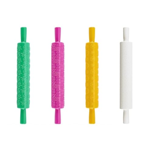 Roxvue Tonmodelliermusterwalzen-Set 4 Farben Lederstrukturwalze Kunststoff-Nudelholz für Polymer Ton DIY Handgemacht Roxvue Tonmodelliermusterwalzen-Set 4 Farben Lederstrukturwalze Kunststoff-Nudelholz für Polymer Ton DIY Handgemacht von Roxvue