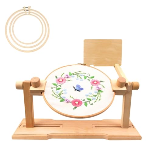 Roxvue Verstellbarer Stickrahmenhalter, Drehbarer Stickständer für Crossstitch Supplies mit 3 Stickrahmen von Roxvue