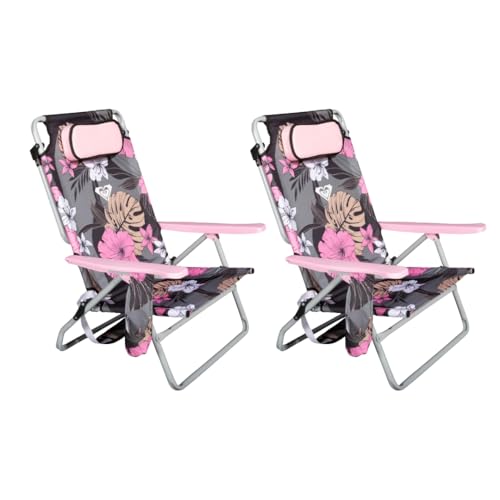 Roxy Strandkorb-Set mit 2 Stück, leichte Klappstühle mit Verstellbarer Rückenlehne, Getränkehalter und Tragetaschen, tragbare und langlebige Stühle für Strand, Camping oder Veranstaltungen im Freien von Roxy