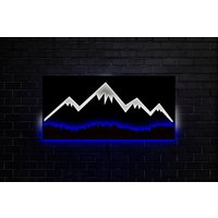 Berg Wandkunst Licht, Wandlampe, Wandkunst Mit Led-Licht, Led Wandkunst, Wandleuchten, Deko von RoxyRoStore