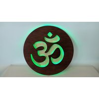 Om Licht, Lampe, Wand Dekor, Wandkunst, Wandbehang, Symbol Holz Nachtlicht, Ohm Yoga Wandlicht Kunst von RoxyRoStore