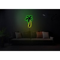 Palmen Holz Kunst, Lichtschild, Led Dekor, Wandkunst, Wand Schild, Licht Dekor von RoxyRoStore