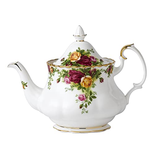 Royal Albert Old Country Roses Geschenk-Vintage Servierset für 4 Tassen mit Bone China Mittelgroße Blumenmuster 0,8 Liter, Knochenporzellan, Teekanne, 0,8 l, 1 Count (Pack of 1) von Royal Albert