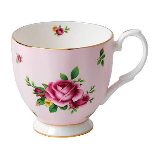 Royal Albert Moderner Vintage-Stil 40002397 Becher mit Fuß, 0,30 l, NCR, feines Knochenporzellan, Country Roses Pink, 1 Count (Pack of 1) von Royal Albert