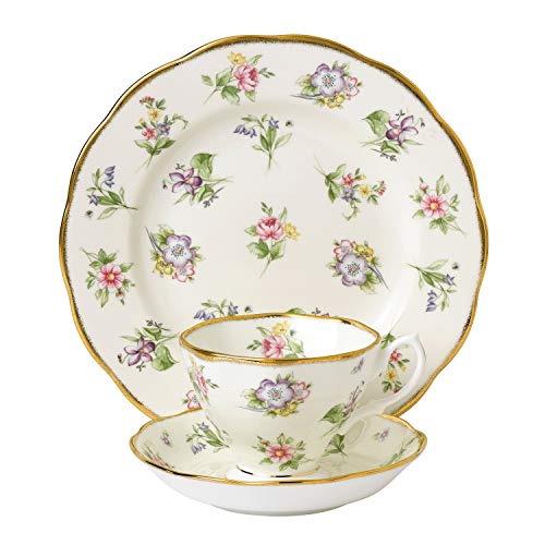 Royal Albert 100 Years 1900 Teetasse, Untertasse und Teller, 20,3 cm, mehrfarbig, 3-teilig Teetasse, Untertasse, Teller 8" Frühlingswiese von Royal Albert