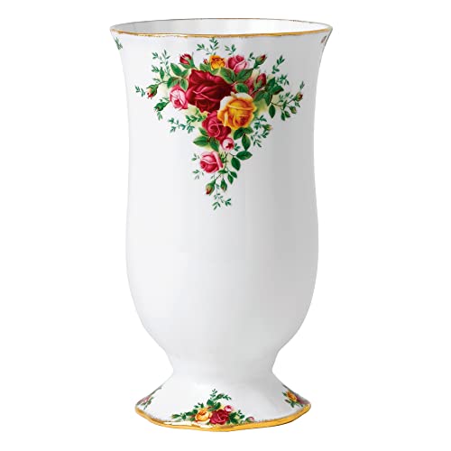 Royal Albert - Old Country Roses Vase Geschenk – Vintage Fine Bone China Display Vase – mittlere Größe – Blumenmuster, 22 cm, weiß von Royal Albert