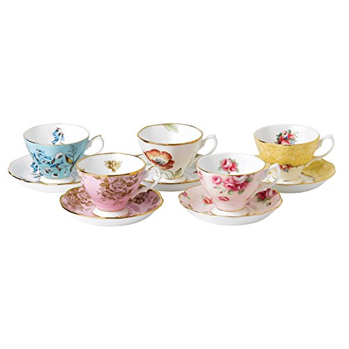 Royal Albert Jahre 100 Years 40017548 1950-1990 Teetasse und Untertasse, gemischt, 5 Stück, Knochenporzellan, 5 Count (Pack of 1), 5 von Royal Albert