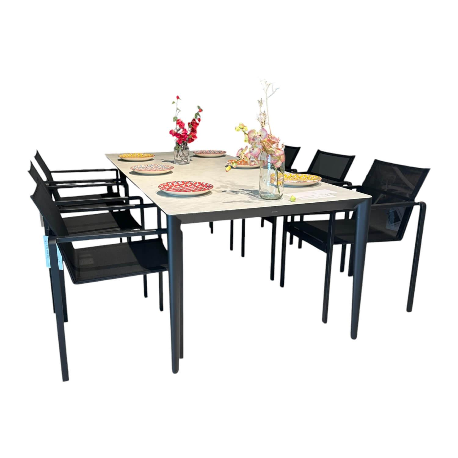 Essgruppe Outdoor Unite Platte Keramik Bianco Statuario Weiß Grau Mit 6 Stühlen Essgruppe Outdoor Unite Platte Keramik Bianco Statuario Weiß Grau Mit 6 Stühlen von Royal Botania
