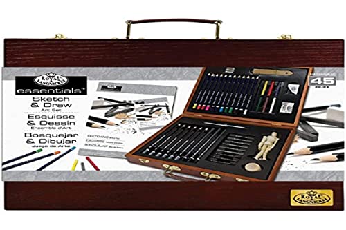 Royal & Langnickel Essentials 45 Stück Sketch & Draw Künstler Holz Box Art Set von Royal Brush