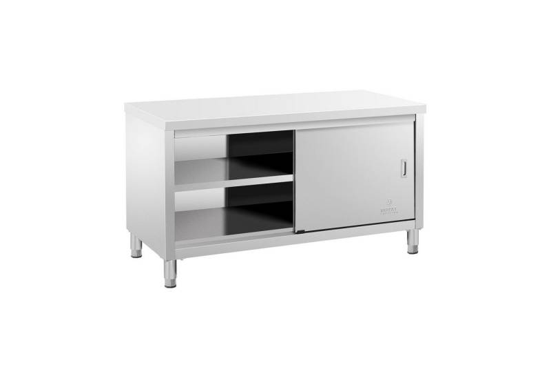 Royal Catering Arbeitstisch 150 x 70 cm Arbeitsschrank Edelstahltisch Schiebetüren Gastro von Royal Catering