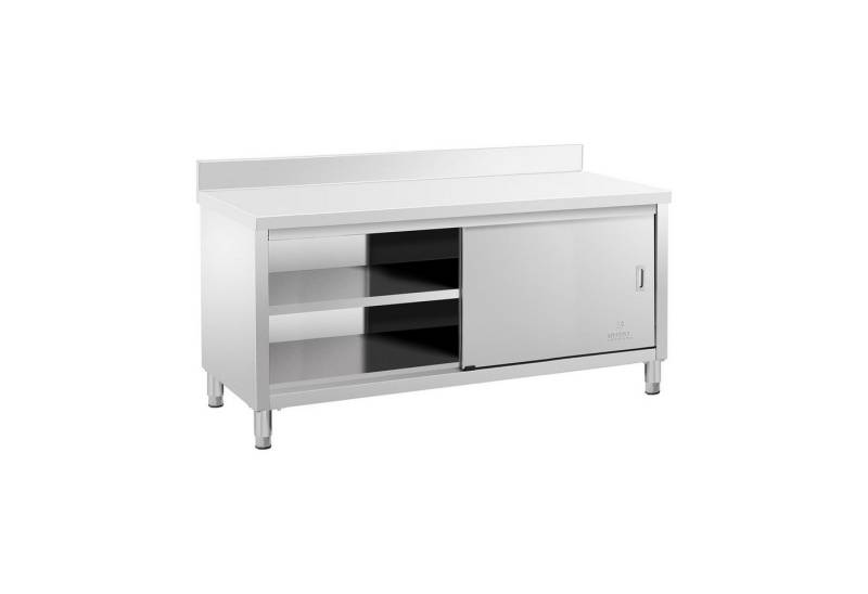 Royal Catering Arbeitstisch 180 x 70 cm Arbeitsschrank Aufkantung Edelstahltisch Schiebetüren von Royal Catering