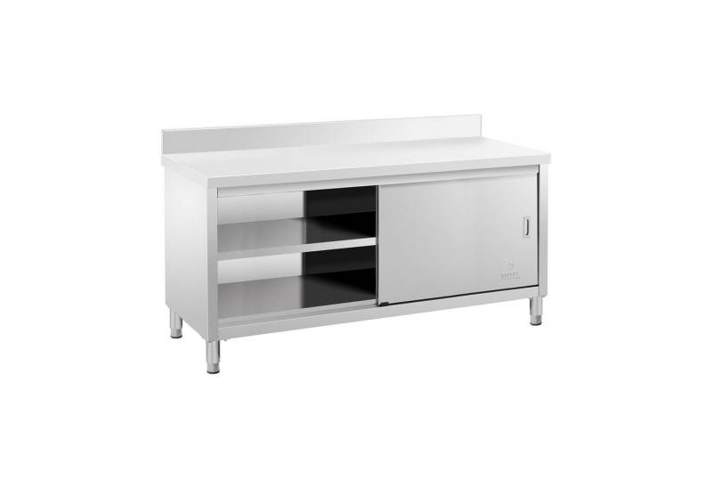 Royal Catering Arbeitstisch 180 x 60 cm Arbeitsschrank Aufkantung Edelstahltisch Schiebetüren von Royal Catering