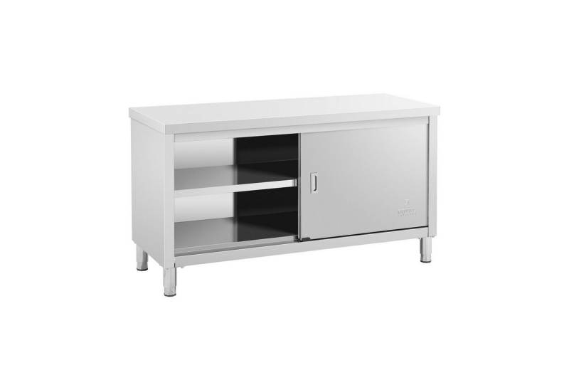 Royal Catering Arbeitstisch 150 x 60 cm Arbeitsschrank Gastro Schiebetüren Edelstahschrank von Royal Catering