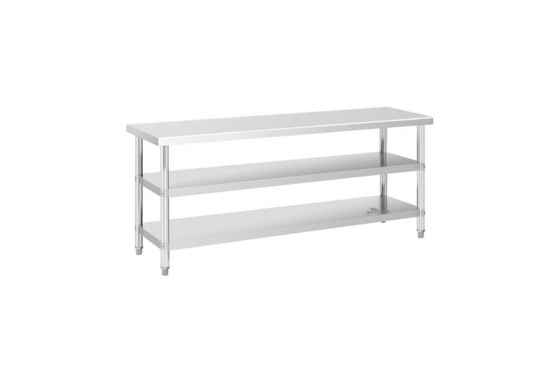 Royal Catering Arbeitstisch 200 x 60 cm Edelstahltisch Küche 2 Ablagen verstellbare Füße Gastro von Royal Catering