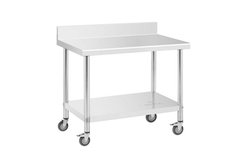 Royal Catering Arbeitstisch 60 x 100 cm Rollbarer Edelstahltisch Aufkantung Gastrotisch 155 kg, verschiedene Größen von Royal Catering