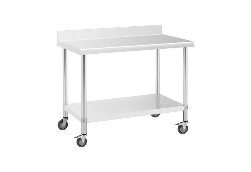 Royal Catering Arbeitstisch 60 x 120 cm Rollbarer Edelstahltisch Aufkantung Gastrotisch 158 kg von Royal Catering