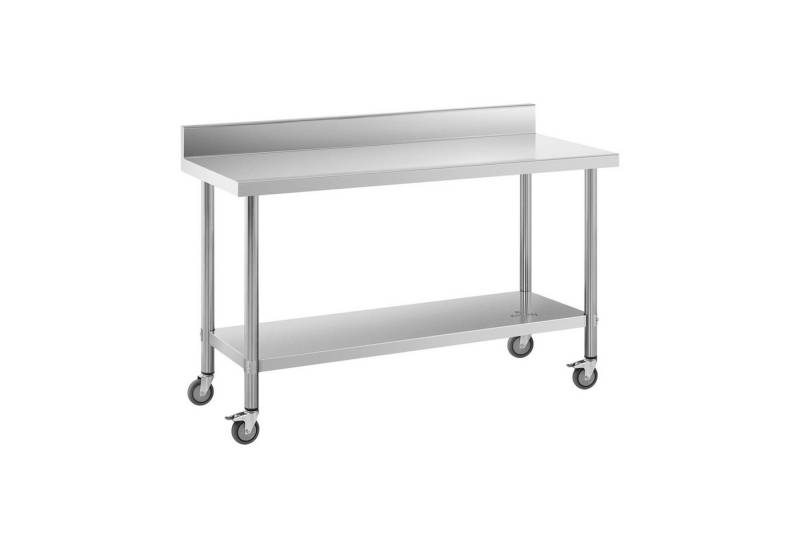 Royal Catering Arbeitstisch 60 x 150 cm Rollbarer Edelstahltisch Aufkantung Gastrotisch 160 kg von Royal Catering