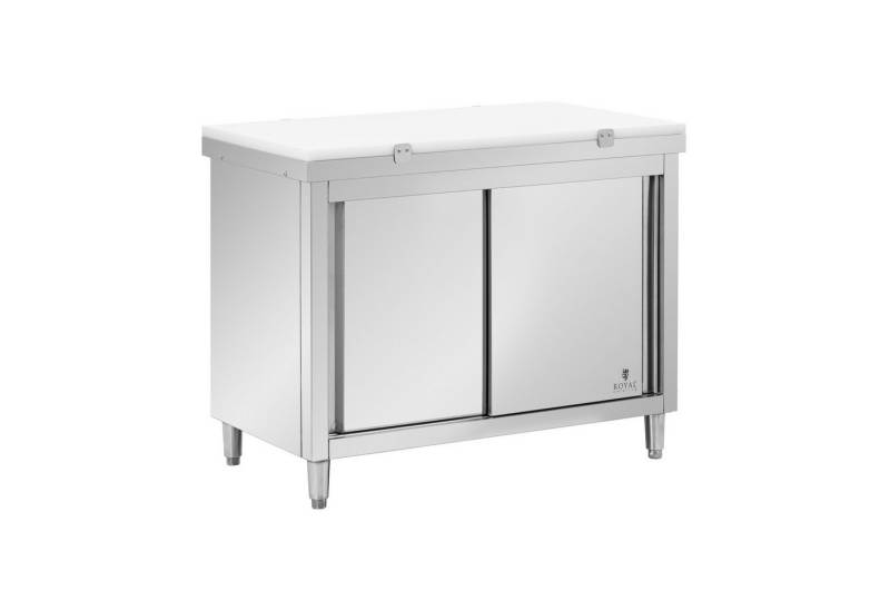 Royal Catering Arbeitstisch 120 x 60 cm Arbeitsschrank mit Schneidplatte Edelstahl 500 kg von Royal Catering
