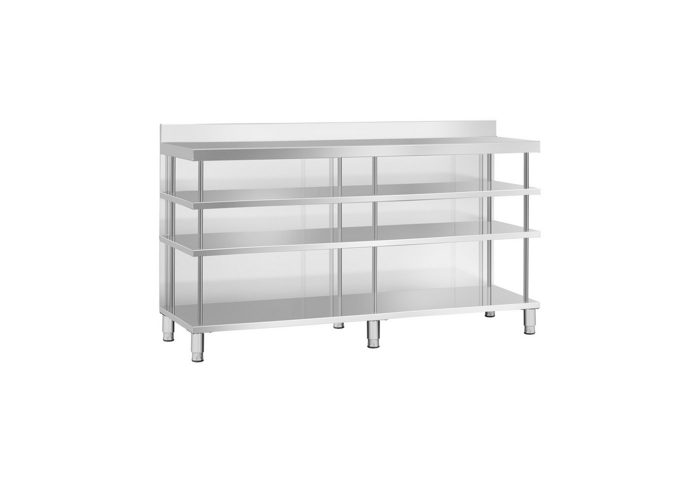 Royal Catering Arbeitstisch Bar-Arbeitstisch Edelstahl 200 x 60 cm 4 Ablagen Aufkantung Royal Catering Arbeitstisch Bar-Arbeitstisch Edelstahl 200 x 60 cm 4 Ablagen Aufkantung von Royal Catering