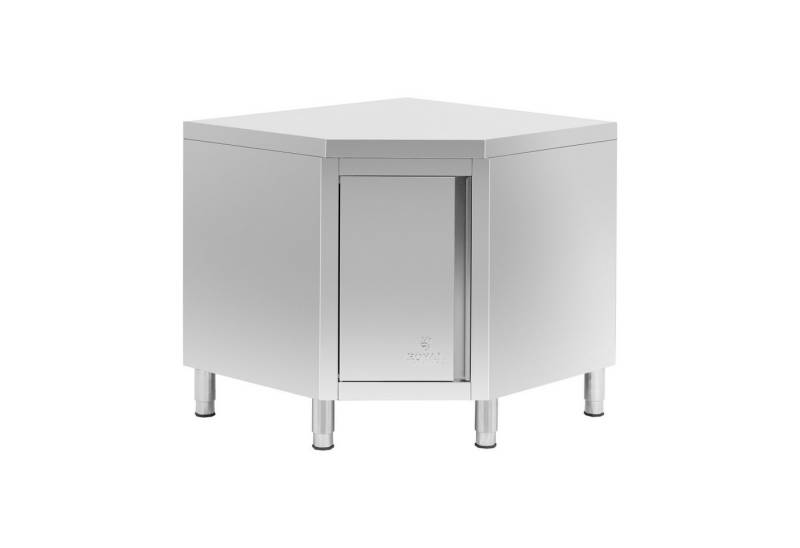 Royal Catering Arbeitstisch Eckschrank aus Edelstahl viel Stauraum 90 x 90 cm Arbeitsschrank von Royal Catering