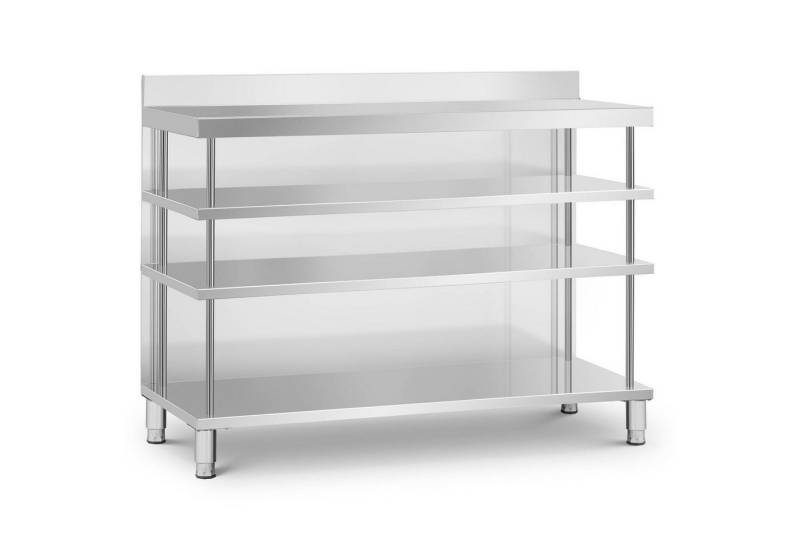 Royal Catering Arbeitstisch Edelstahl Bar-Arbeitstisch 150x60 cm mit Rückwand & Aufkantung 400 kg von Royal Catering