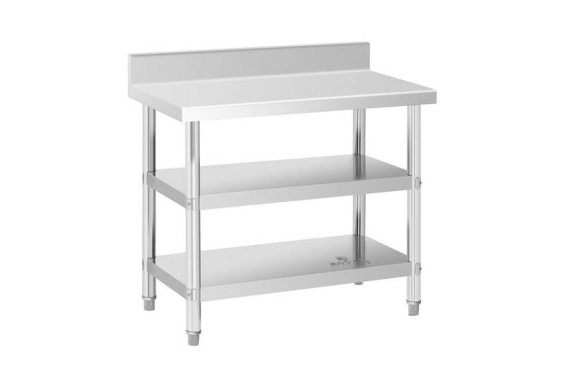 Royal Catering Arbeitstisch 100 x 60 x 96,5cm Edelstahltisch mit Aufkantung Küche 2 Ablagen Gastro von Royal Catering