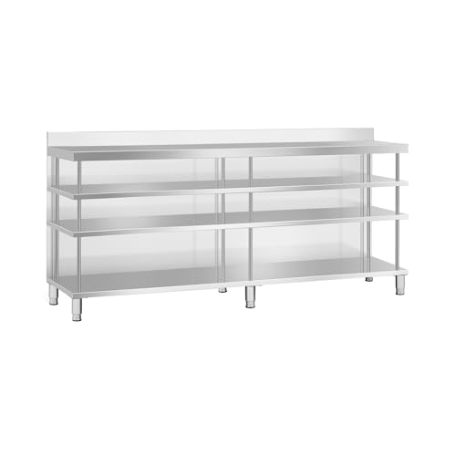 Royal Catering Bar-Arbeitstisch Edelstahl 250 x 60 x 105 cm 4 Ablagen mit Rückwand und Aufkantung Gastro-Edelstahltisch Bartisch Royal Catering Bar-Arbeitstisch Edelstahl 250 x 60 x 105 cm 4 Ablagen mit Rückwand und Aufkantung Gastro-Edelstahltisch Bartisch von Royal Catering